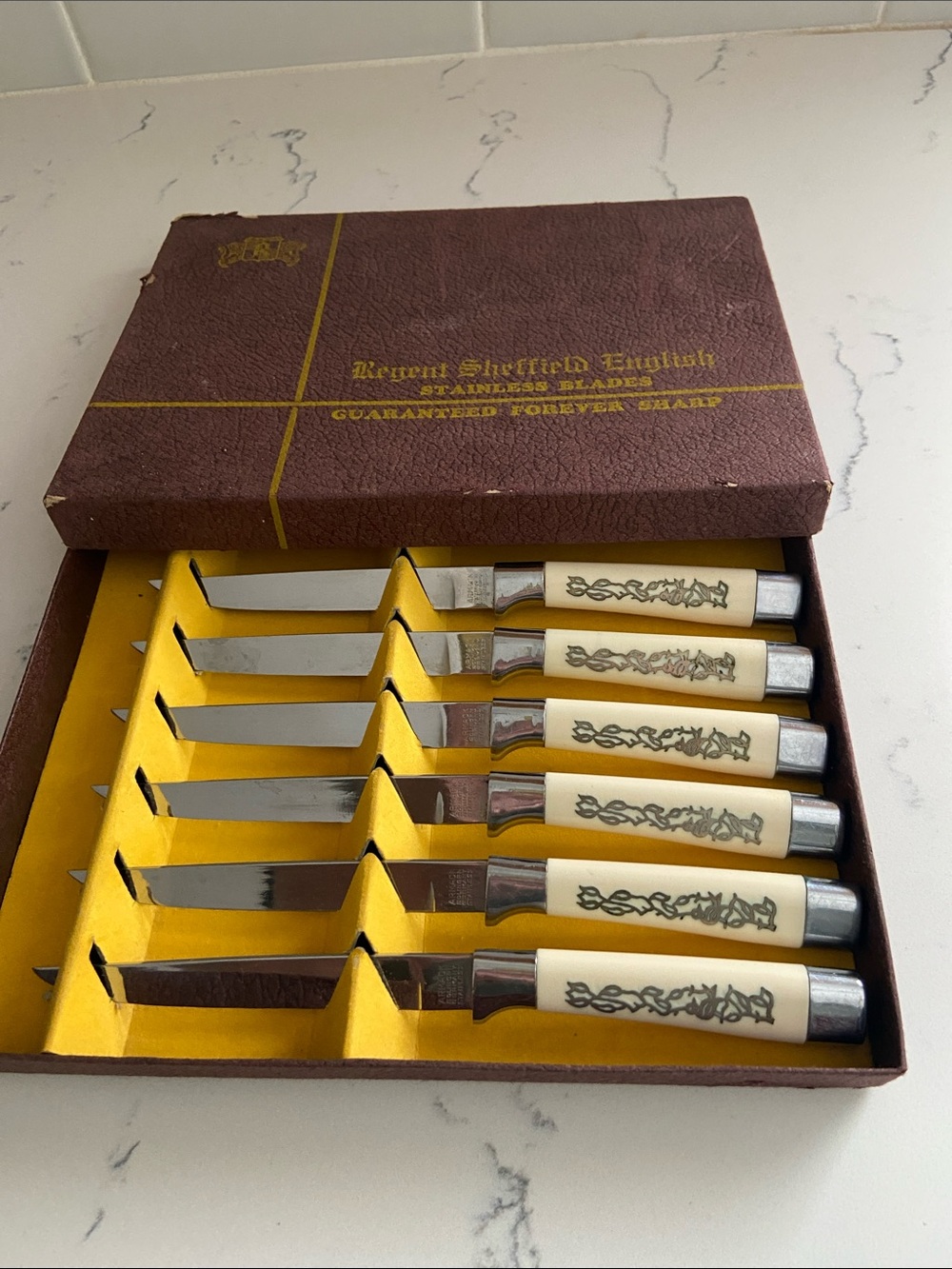 Vintage Armack Solingen Germany Stainless Steak Knives Set of 6 w/ Box